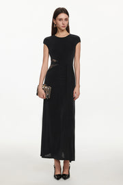 Viaua Chic Contour Sleeveless Cut Out Lace Knit Maxi Dress